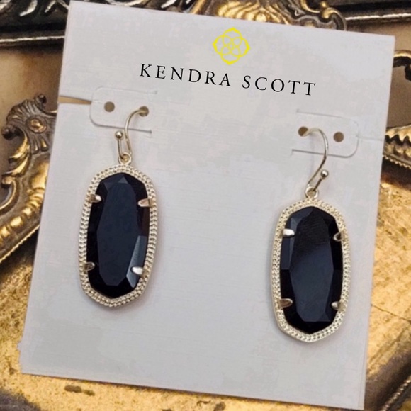 KENDRA SCOTT • Gold Dani Black Onyx Glass Earrings - Picture 4 of 4